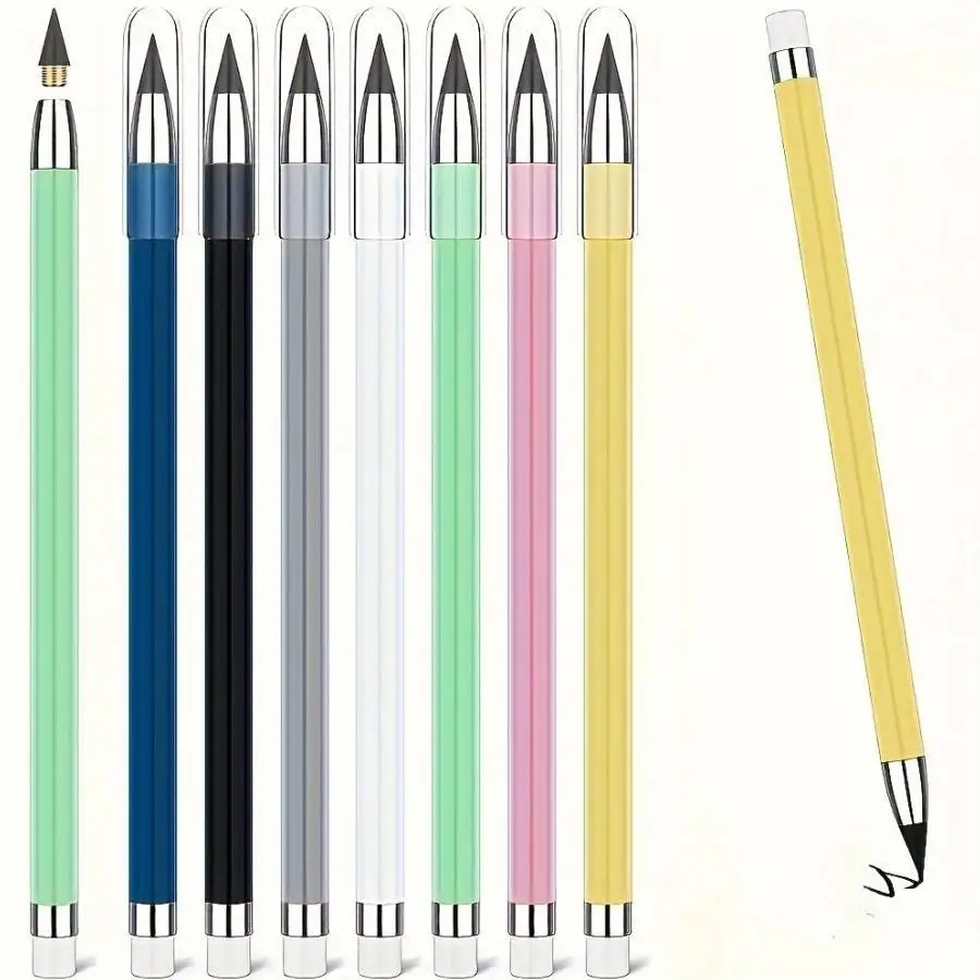 7pcs Infinity Pencil With Extra 7 Eraser Reusable Inkless Everlasting Pencil For Writing Drawing Home Office School