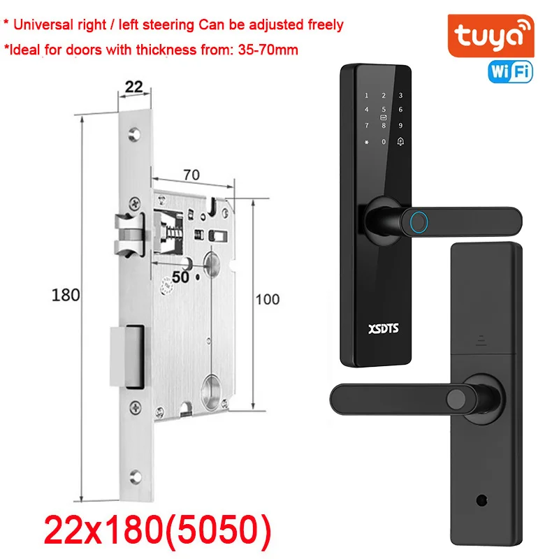 Nova fechadura inteligente eletrônica tuya wifi com impressão digital biométrica/cartão inteligente/senha/desbloqueio chave/carga de emergência usb