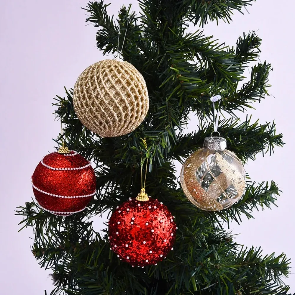 

12pcs 8cm Sequin Christmas Balls Set Sparkling DIY Crafts Painted Christmas Ball Gift Box Plastic Christmas Tree Pendant