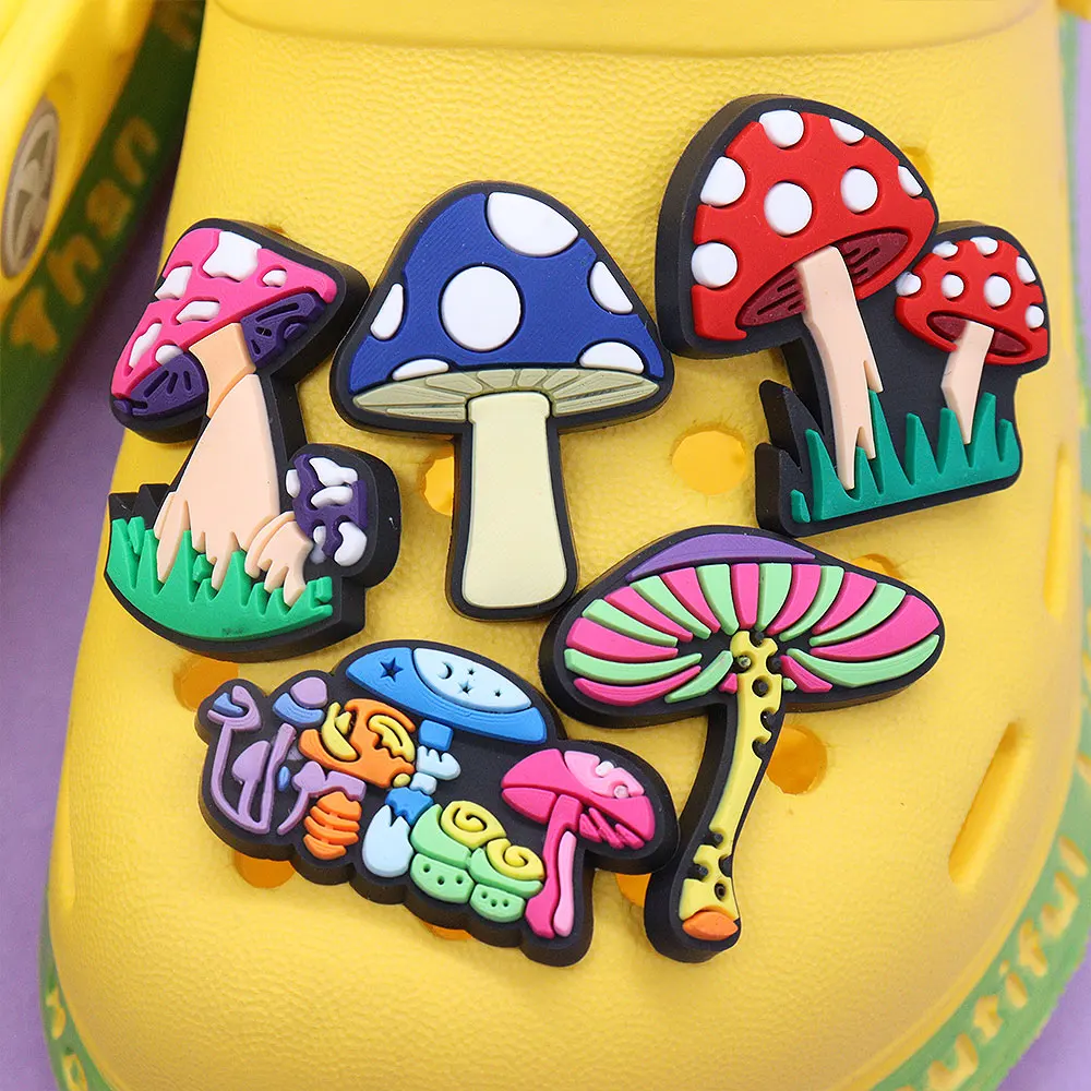 New Arrival 1-15Pcs PVC Cute Mushroom Vegetable Shoes Button Kids Sandals Charms Buckle Fit Holiday Gifts