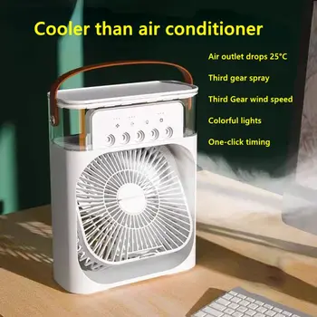 3 in 1 선풍기 AIr 에어컨, 가정용 데스크탑 휴대용 미니 에어 쿨러, LED 야간 조명 가습기, 공기 조절 캠핑 선풍기
