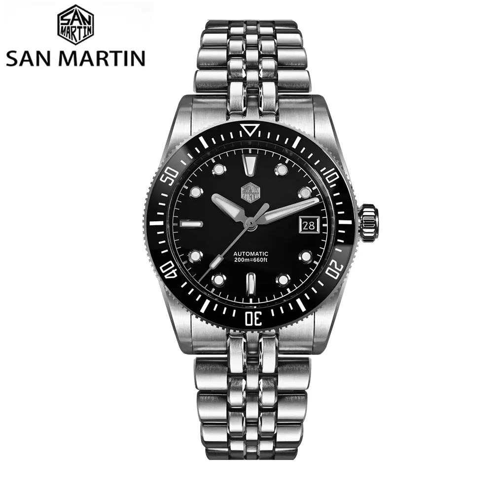 

San Martin New 37.5mm 40mm Miyota 9015 Men Diver Watch Multi-cut Hands Set Automatic Mechanical 3H Date Waterproof 200m SN0148