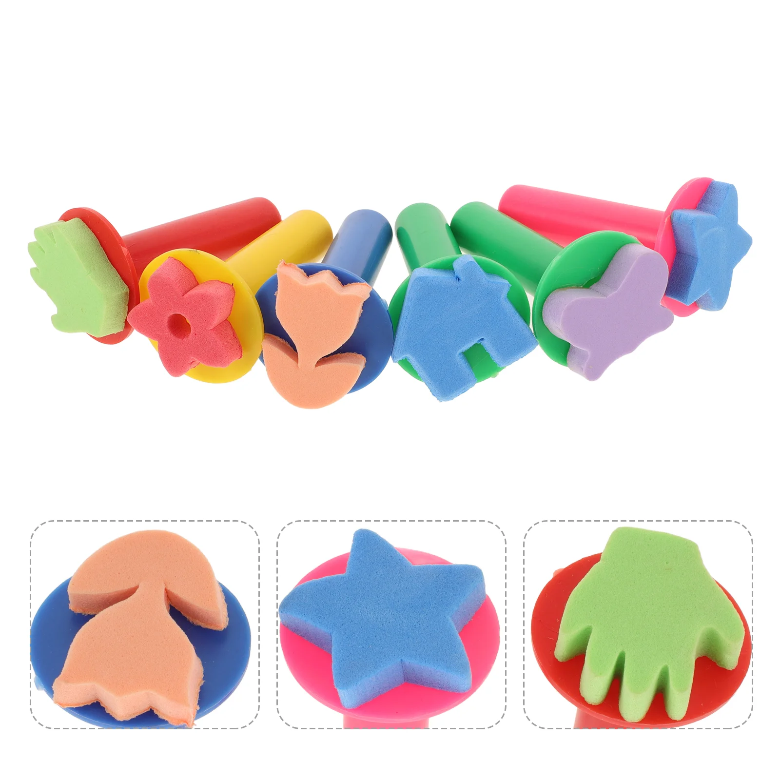 

6 Pcs Graffiti Brush Face Paint Sponges Easy to Hold Foam Stamps Brushes for Kids Dot Painting Tools Preschool