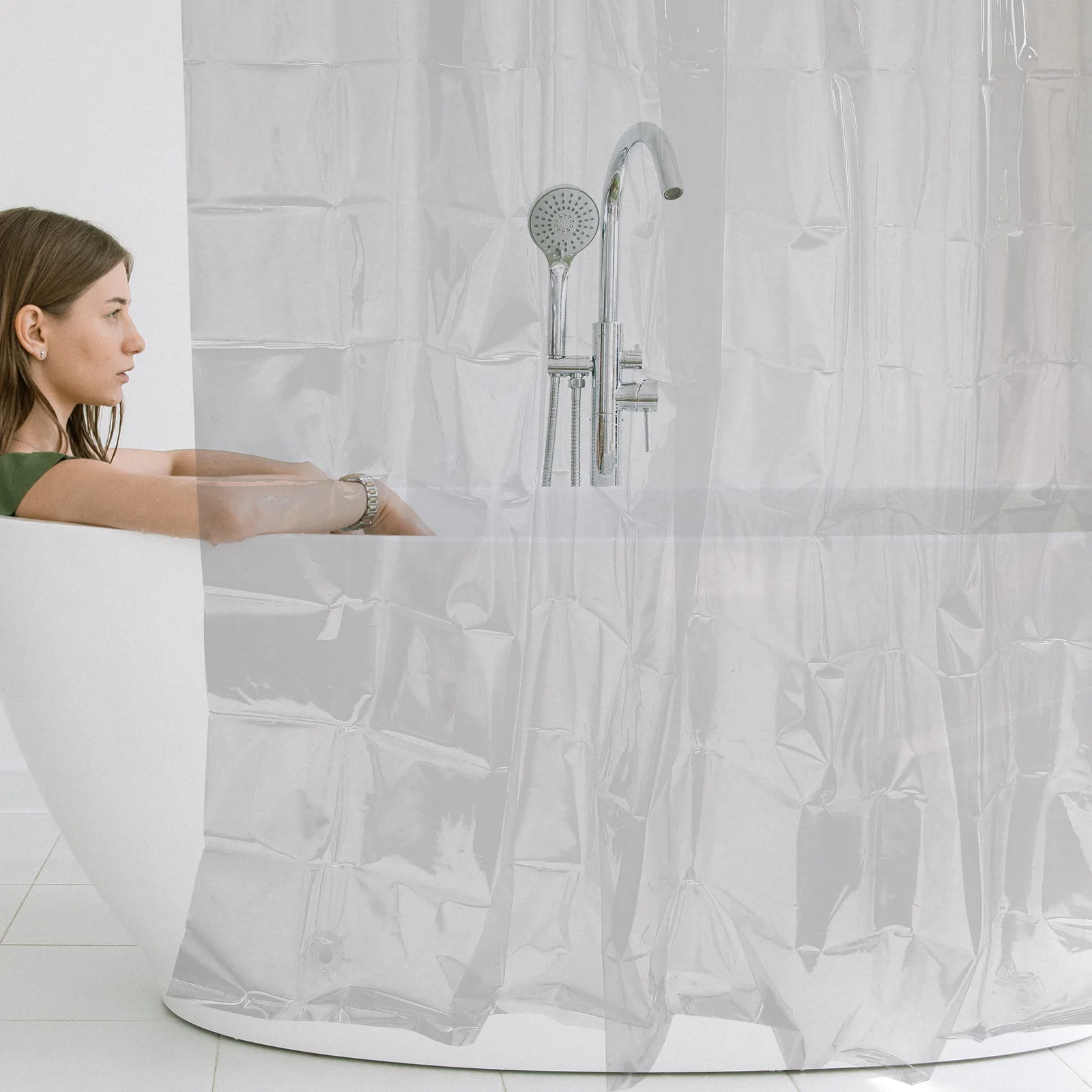 1 مجموعة واضح Peva دش مقاوم للماء الستار بطانة مع جروميت للحمام حوض الاستحمام التقسيم شفافة ستارة حمام المنزل المياه #3