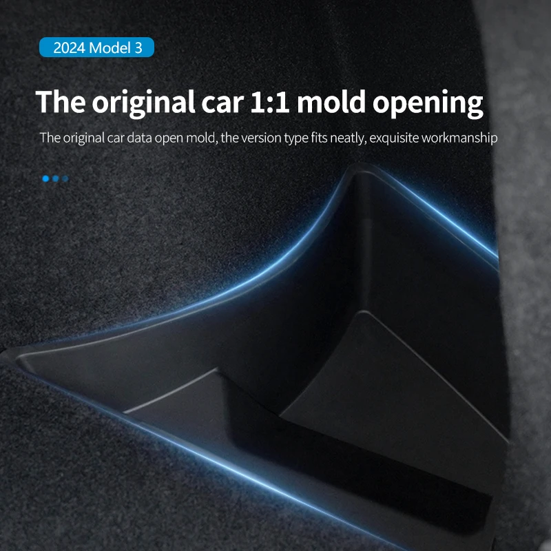 For 2024 Tesla Model 3 Highland Carbon Fiber Look Trunk Storage Box , Cargo Area Organizer