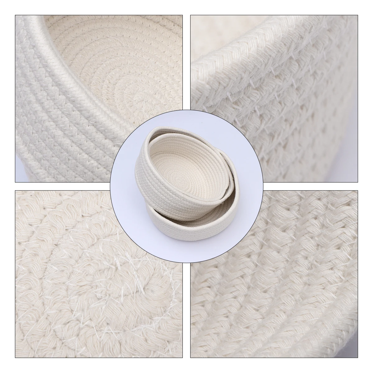 

3 Pcs Woven Basket Storage Baskets Cotton Laundry Hamper for Dirty Clothes Sundries Container H made Eco Friendly