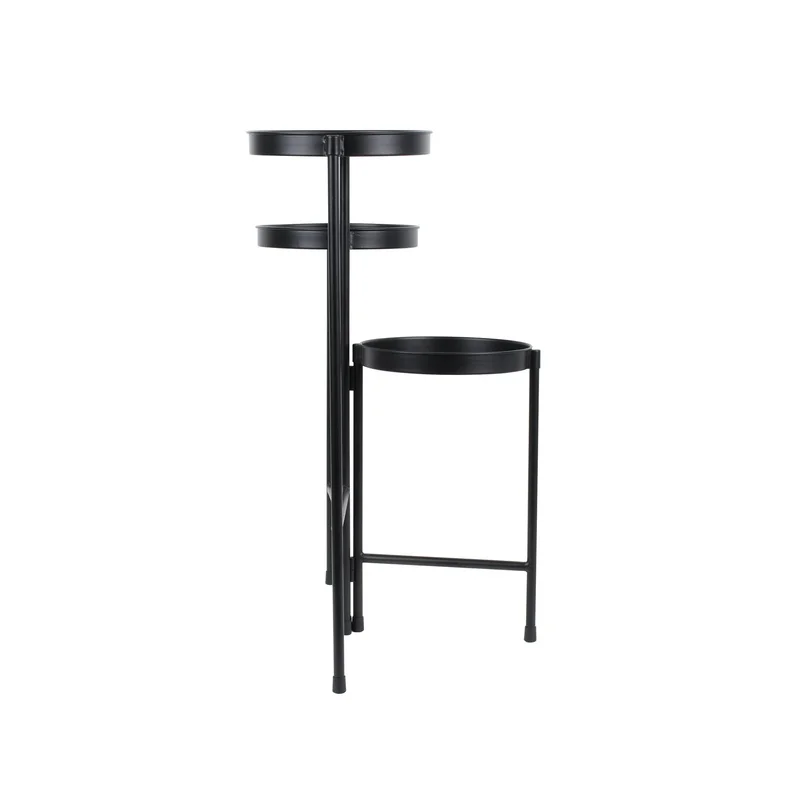 Black Metal 3 Tier Plant Stand Indoor Outdoor Flower Display Storage Rack Collapsible Design Durable Iron Construction Elegant image 4