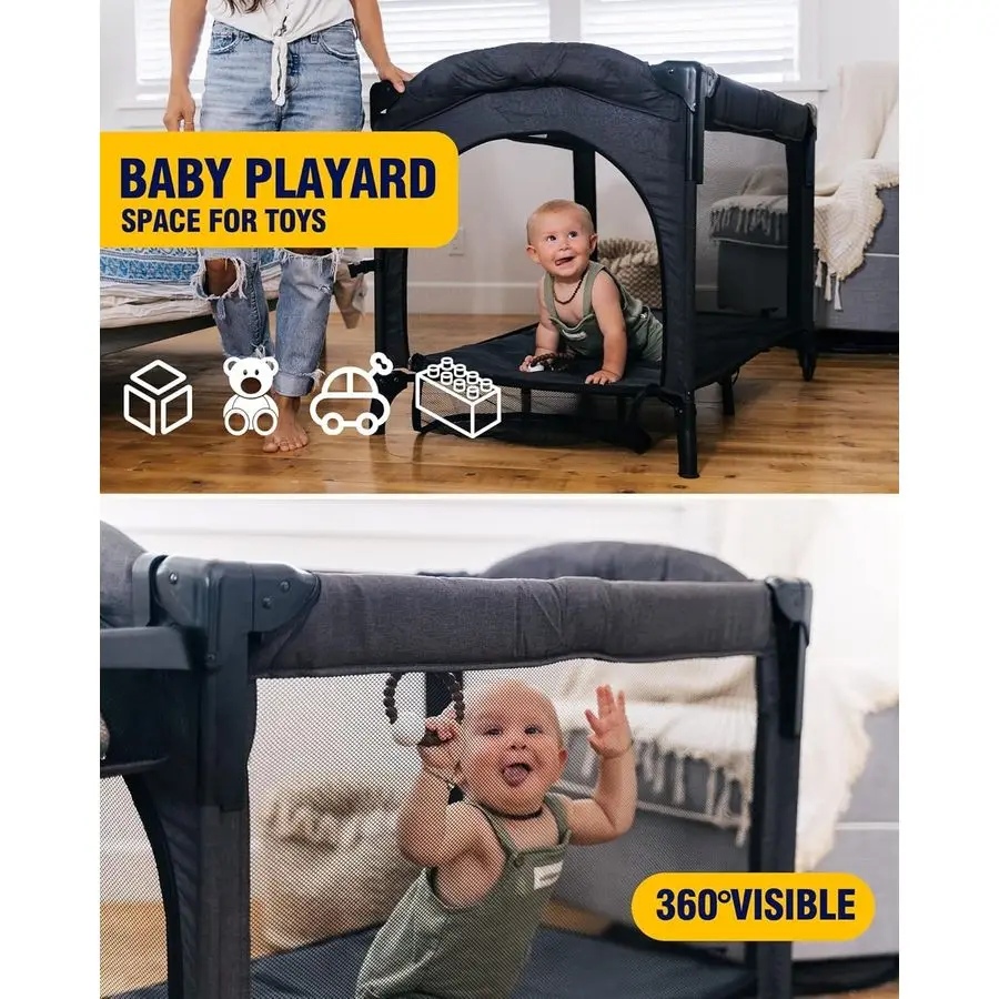 4 في 1 سرير أطفال بجانب السرير، سرير أطفال بجانب السرير 4 وظائف، سرير بجانب السرير، لعب، طاولة تغيير، باب