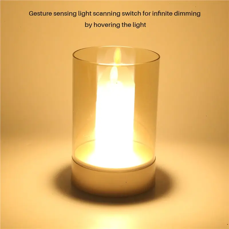 USB Candle Light Ambient Light Rechargeable Flameless Electric LED Candle Dancing Moving Candles Light Home Decoration Highly Re