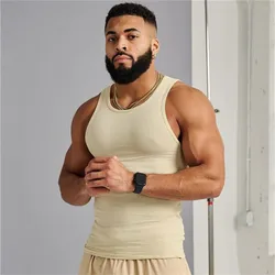 Chaleco elástico de secado rápido para hombre, ropa de Fitness, gimnasio, correr, entrenamiento, Delgado, rayas verticales, ropa deportiva de moda, camiseta sin mangas, novedad de verano