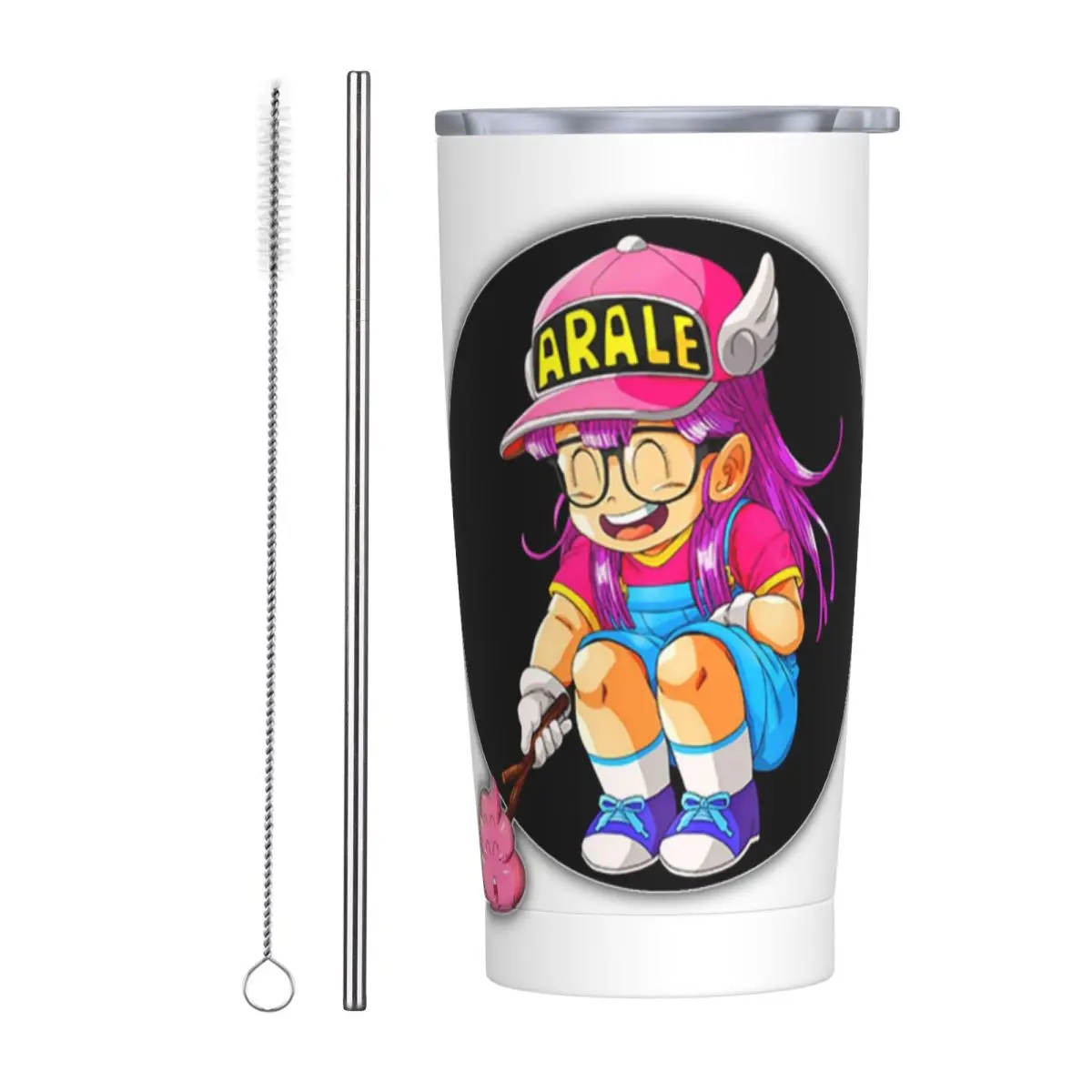 Arale And Poop Stainless Steel Tumbler Vacuum Insulated Mug Thermal Cold Cups Straw With Lid 20oz