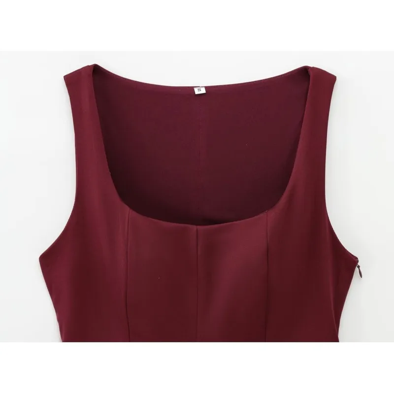 HipSeam تنورة قصيرة نمط تانك القمم مثير أكمام سستة المرأة الأعلى سيدة الربيع الملابس مطوي هيم تنورة قصيرة رداء علوي من دون أكمام للنساء
