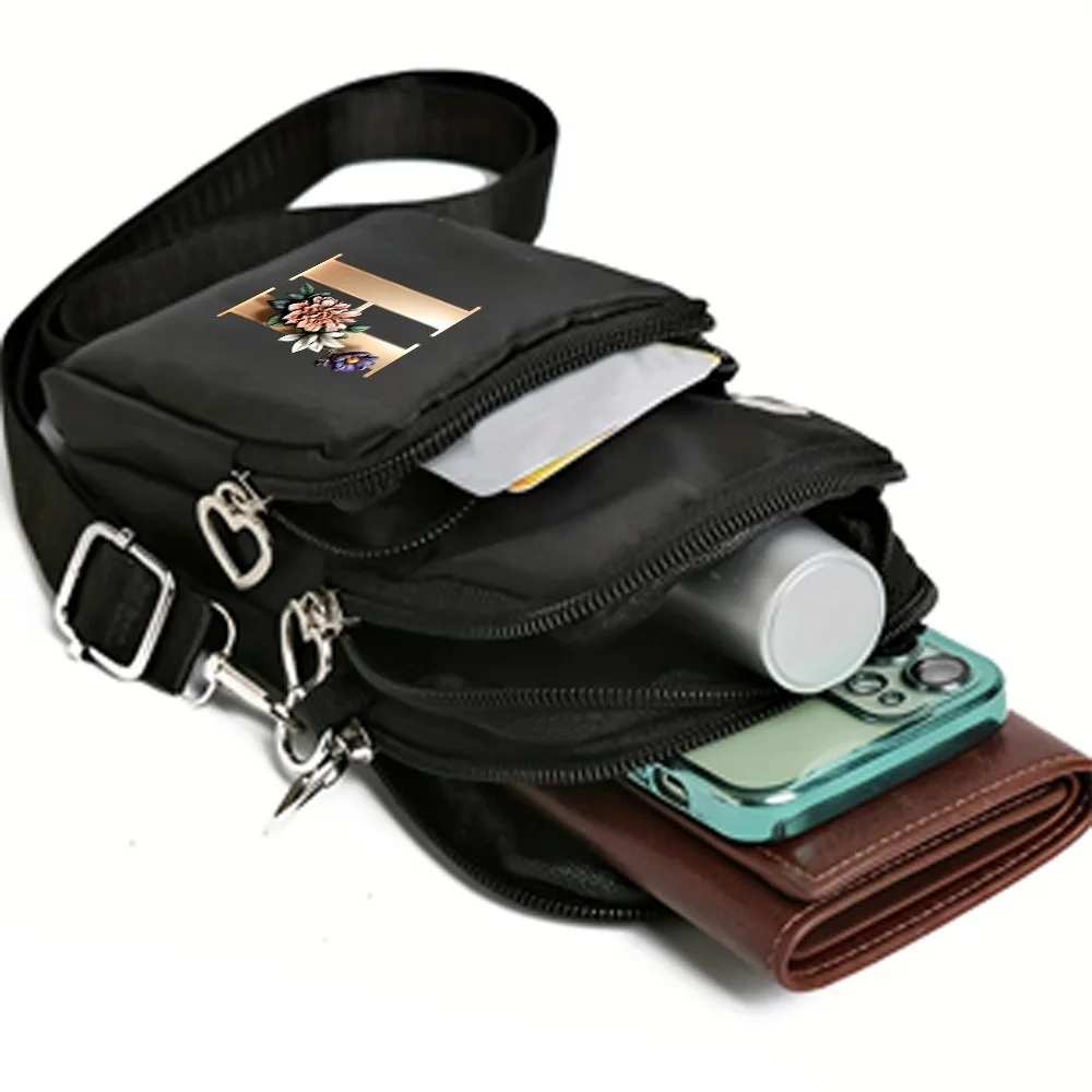 Fashion A-Z Letter Print Women's Crossbody Bag Large Capacity Three-Layer Zipper Phone Bag Daily Travel Coin Purse image 4
