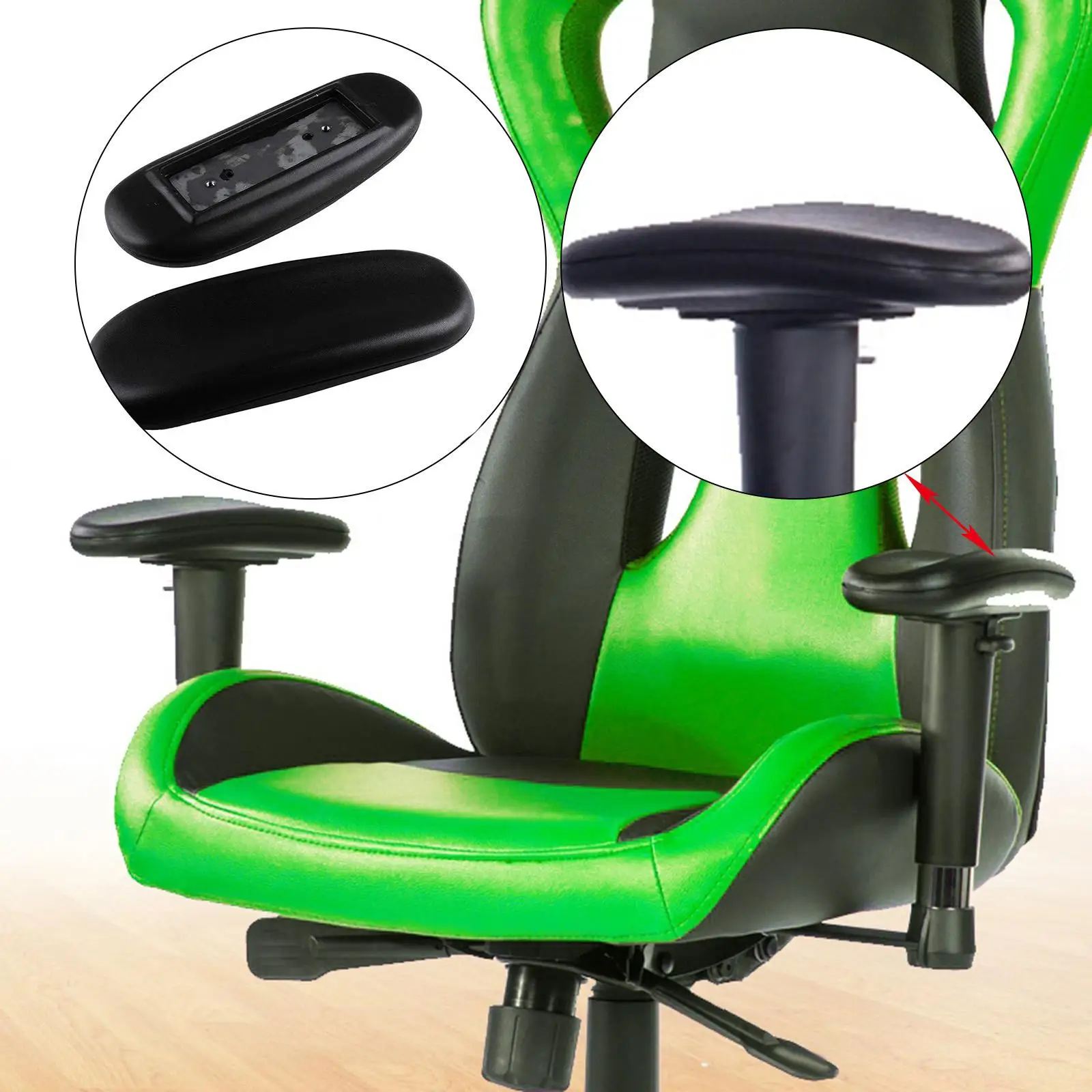 Adjustable Office Chair Armrest Pads Replacement PU Leather Cushion with Screws for Computer Chair