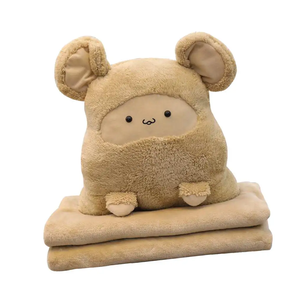 Cartoon Pillow Blanket Combo with Zipper – Soft Warm Nap Blanket for Sofa Bed, Easy Clean Air Conditioner Sleeping view 4