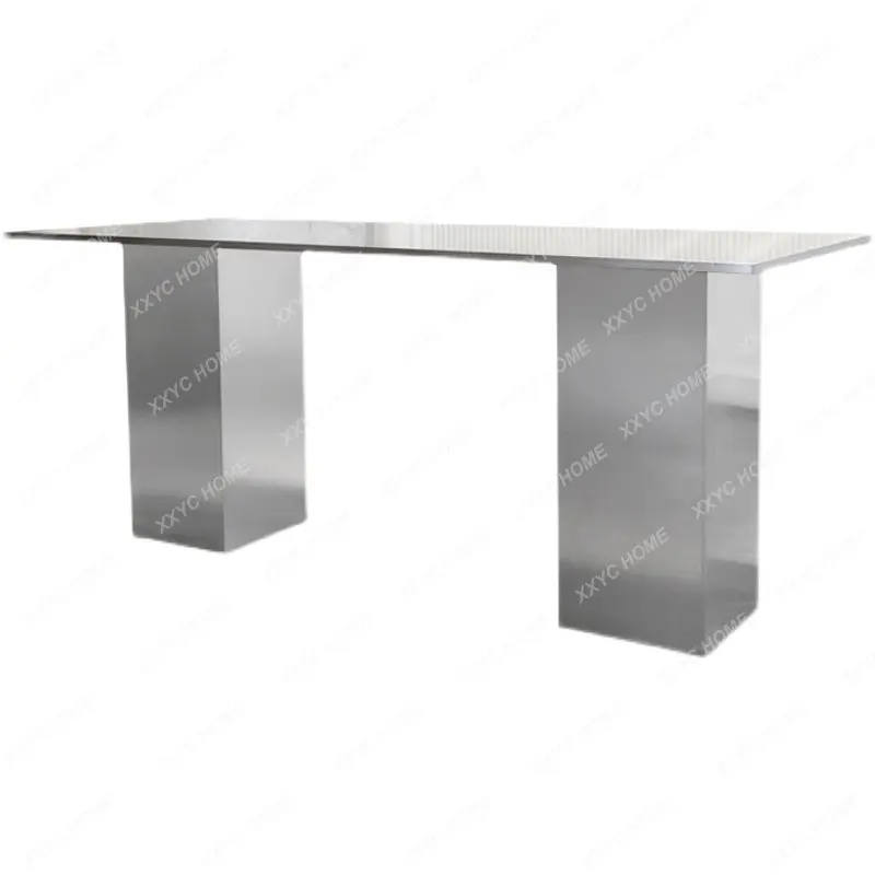 

Nordic Minimalism Dining Table Stainless Steel Office Table Modern Conference Table Rectangular Small Apartment Desk
