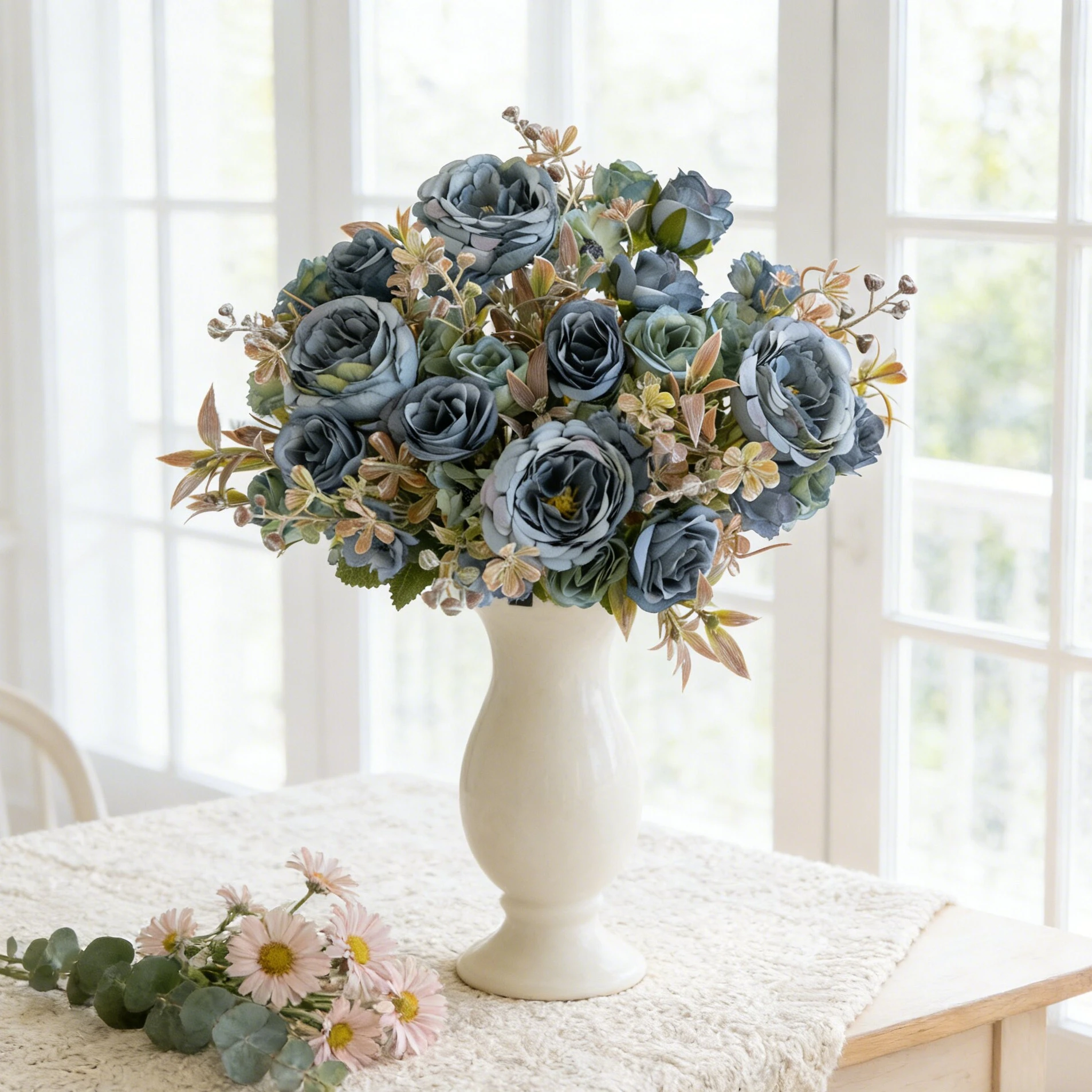 Künstliche Seidenblumen, Retro-Stil, hochwertige Dekorationen für Hochzeit, Zuhause, Feiertage, Kranz, Brautstrauß, Esstisch, handgefertigte Vase, Geschenk