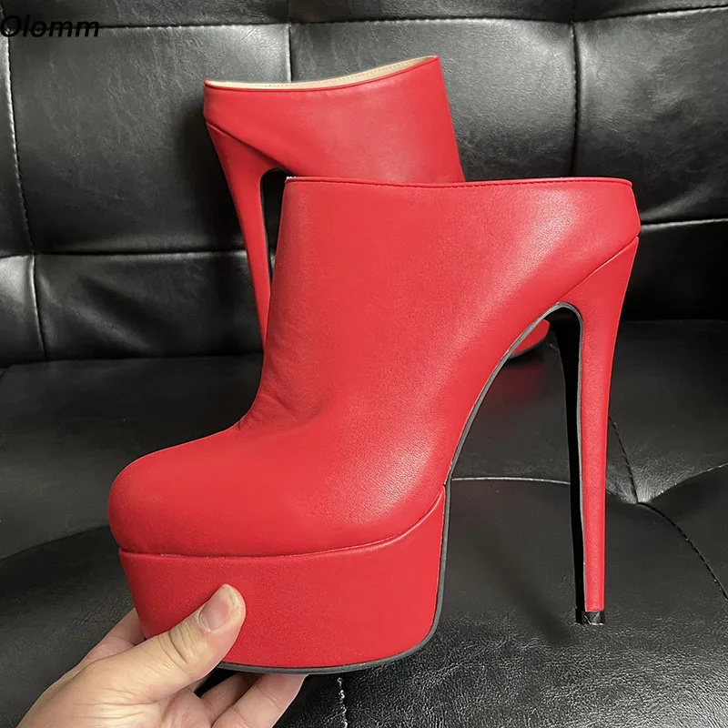 

Olomm Handmade Women Pumps Thin High Heels Matt Round Toe Gorgeous Fuchsia Red Purple Night Club Shoes Ladies US Size 5-20