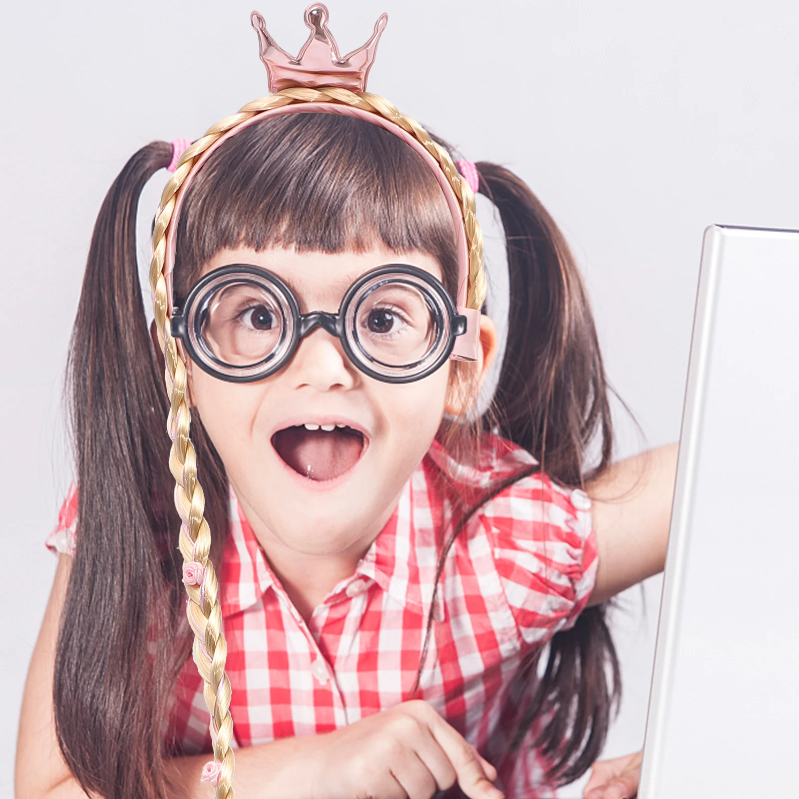 

Princess 50cm Braid Kids Headbands Hairband Stage Headdress Party Crown Hair Disguise Hair Band With Crown Band Gifts