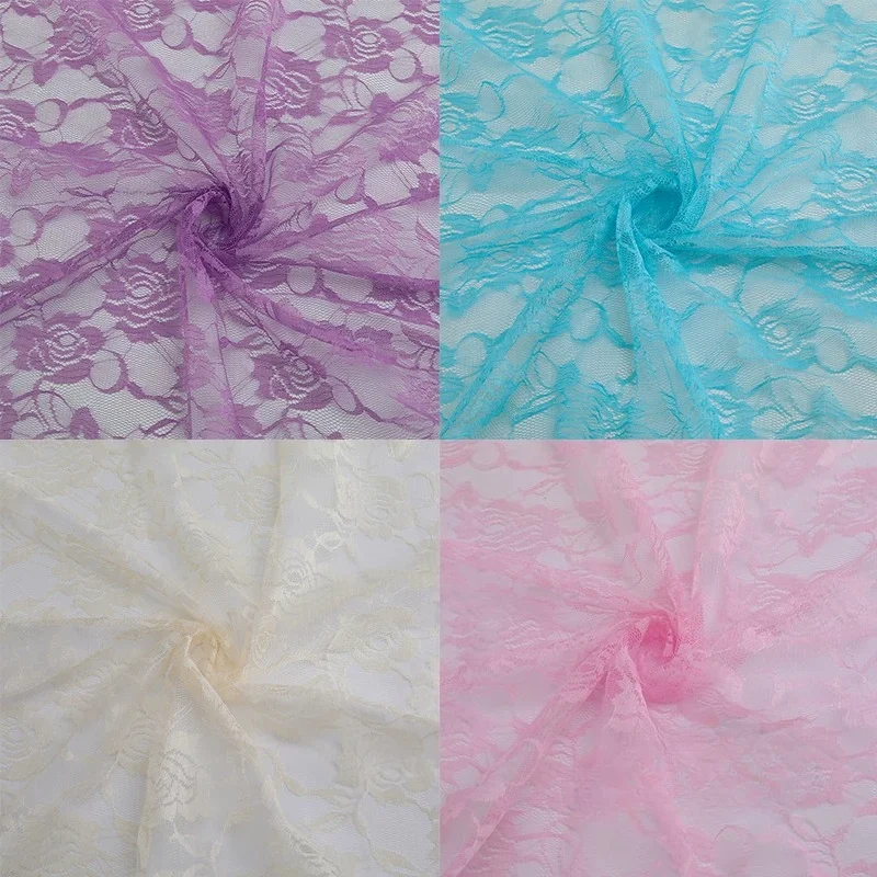 Lace Rose Embroidery Mesh Fabric for Summer Women's Dresses Base Shirts Shawls Scarves Cloth Diy Sewing By The Meter Material