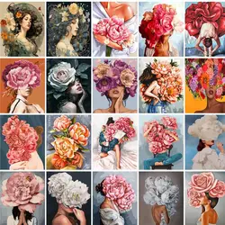 GATYZTORY 60X75cm Oil Painting By Numbers Flower and women On Canvas DIY Paint by numbers Frameless Digital Painting Home Decor