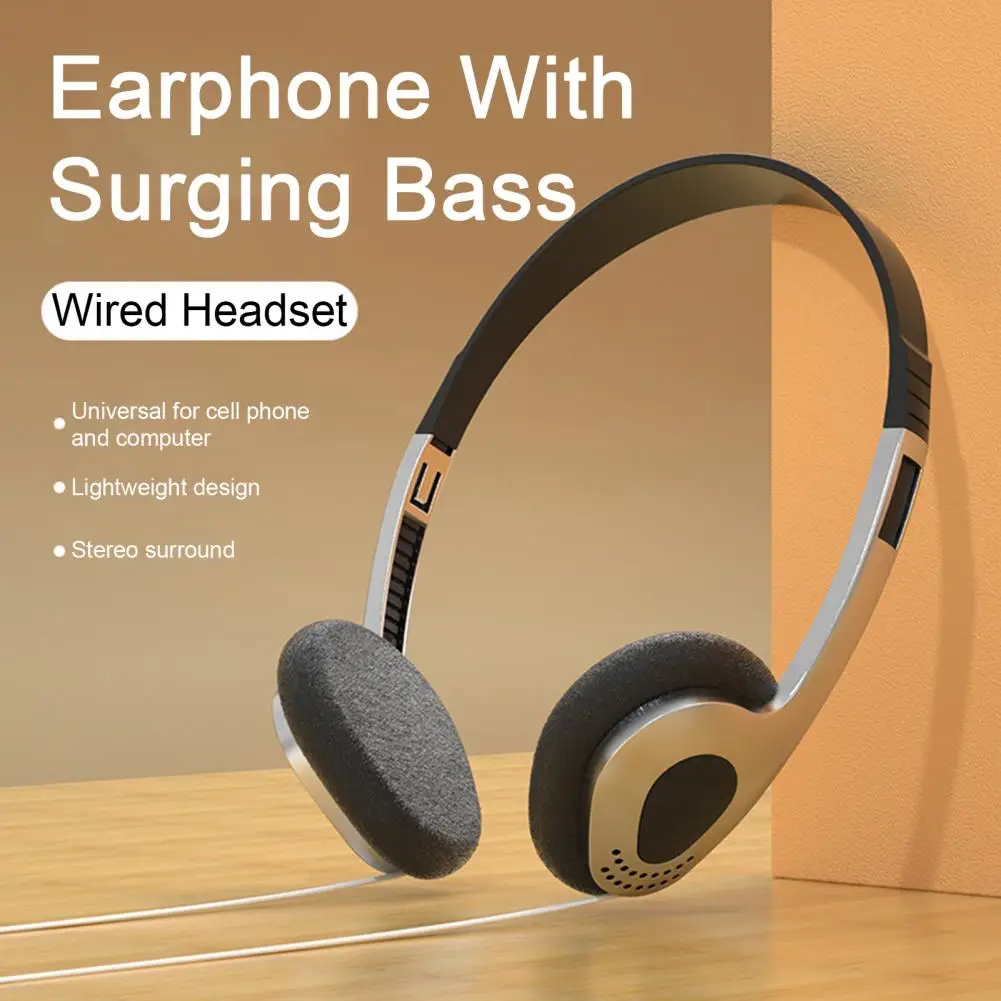 Wired Earphone Retro Style with Clear Sound Adjustable Bracket Comfortable Versatile Headset for Music And Calls