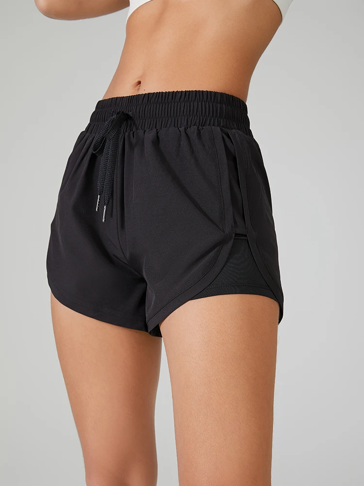 Women's High Elastic Sports Shorts Loose Double Layer Inner Pocket Comfortable Summer Sports Jogging Fitness Leisure Yoga Shorts