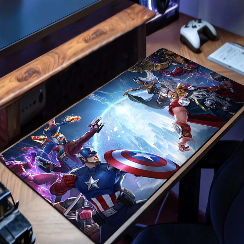 Alas Mouse Desain M-marvel Anti-selip Alas Meja Mudah Dibersihkan Aksesori Gaming Tepi Jahitan untuk Rumah dan Permainan untuk Alas Mouse Gamer