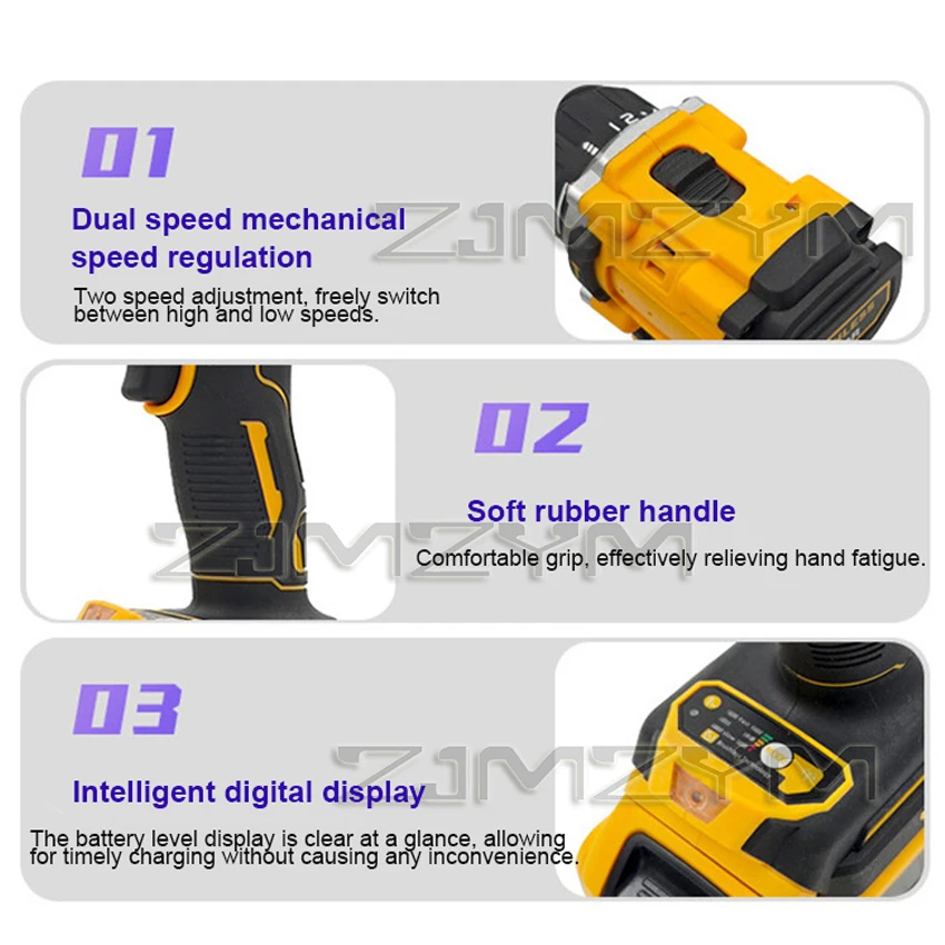 20V DCD805 Cordless Impact Drill Brushless Drill Impact Drill /Driver Kit Tool in Rechargeable Power Tools 2300RPM Wrench