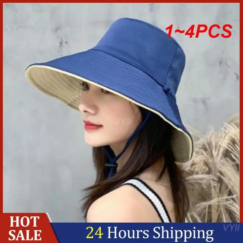 1~4PCS Outdoor Fisherman Hat Comfortable And Breathable Round Top Ultraviolet Proof Sun Hat Large Brim Be Easy To Carry About