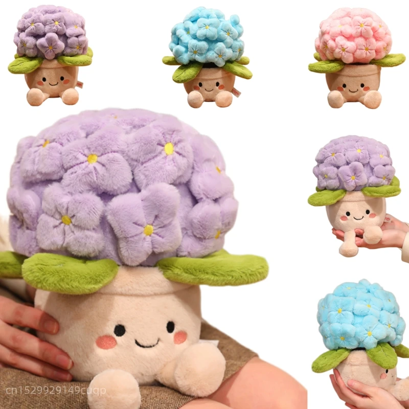 

30cm Cartoon Hydrangea Flower Plush Doll Cute Colorful Pink Purple Blue Potted Plant Plush Toy Home Decoration Gift For Children