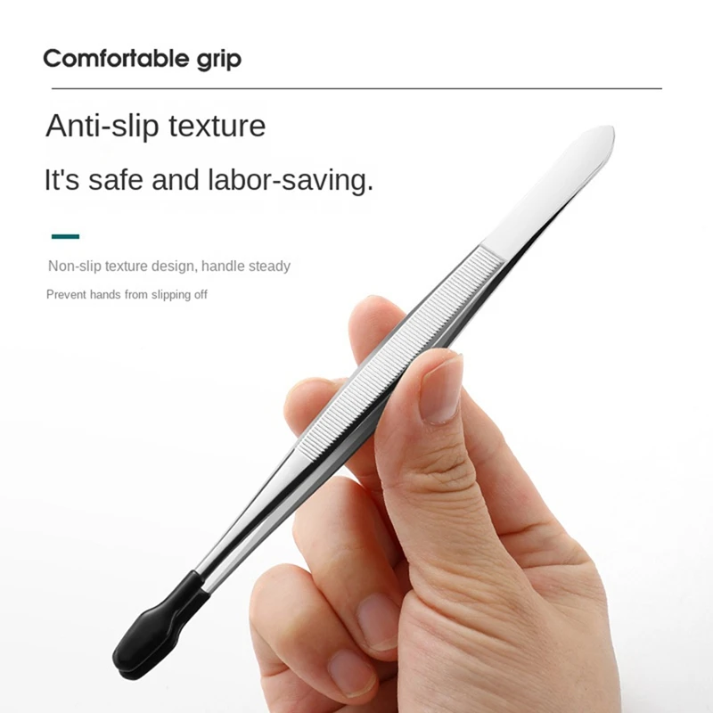 Ensemble de pinces à épiler avec embouts en caoutchouc, pincettes enduites de PVC, pointe droite en caoutchouc, pointe plate, longue pince à épiler courbée, 5 pièces