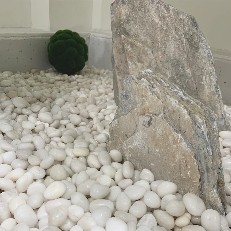 40lbs White River Rocks for Garden Landscaping, 1-2 Inch Natural Pebbles for Indoor Plants, High Polished Decorative Stones