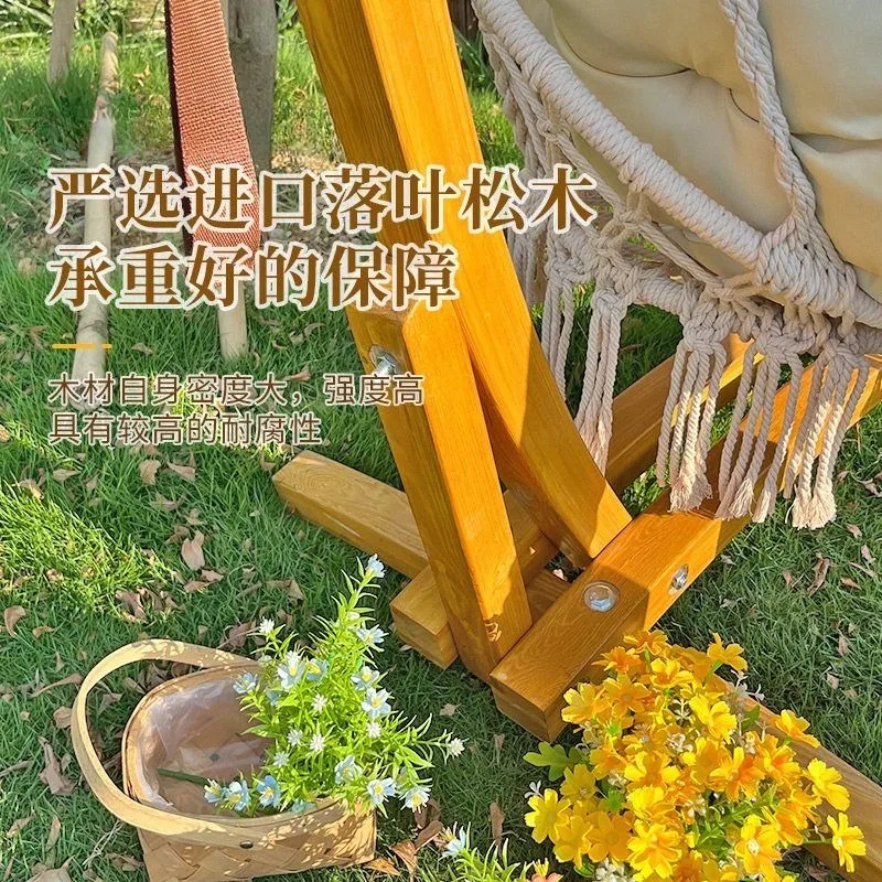 Swing, balcony courtyard adult chair, bedroom solid wood chair cradle swing, outdoor home  basket outdoor