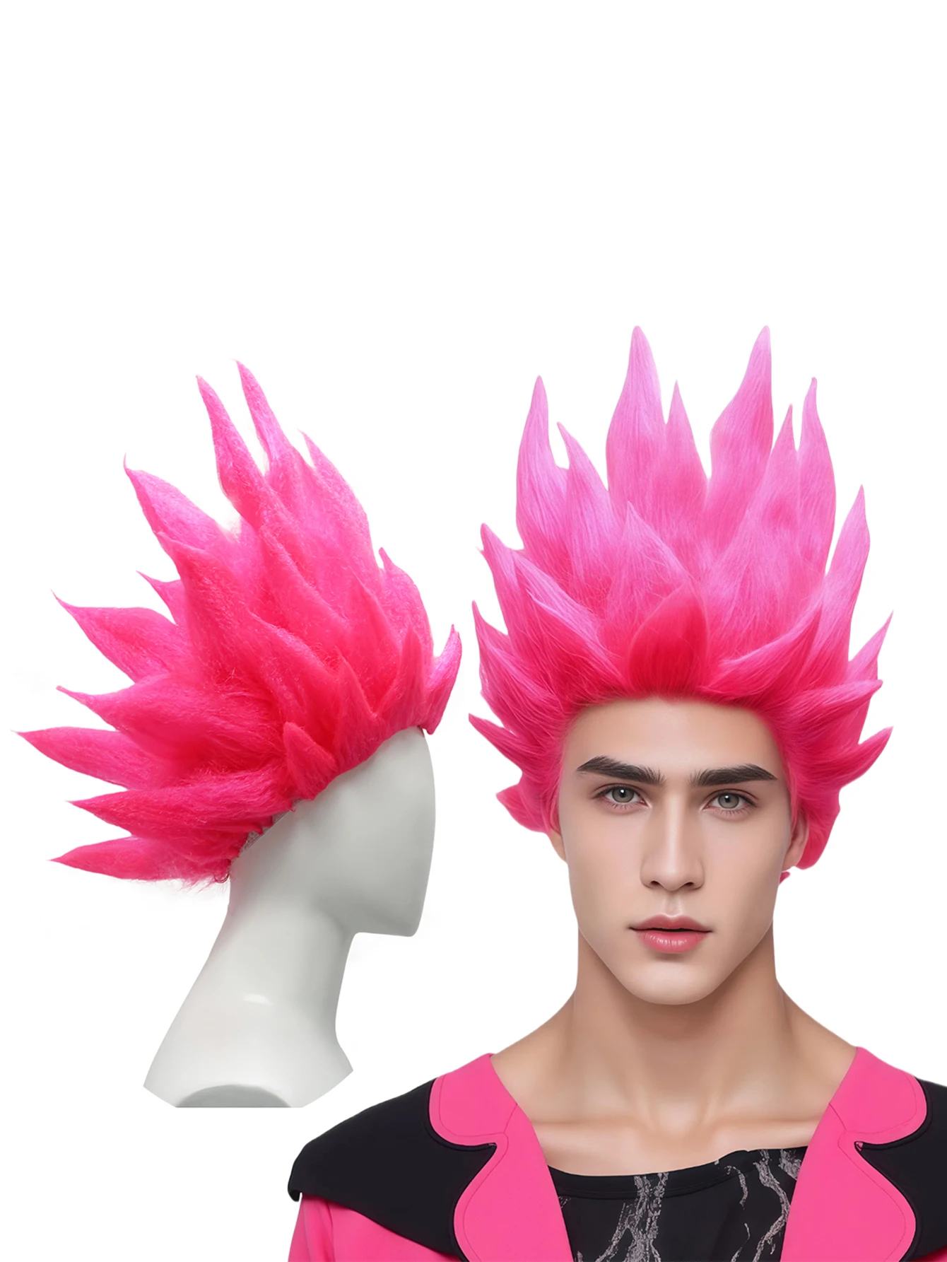 متعدد الألوان المضادة للاعوجاج وأشار عالية الجودة الألياف الكيميائية شعر مستعار اصطناعي Pitaya القنفذ نمط شعر مستعار شعر مستعار الترفيه الطرف