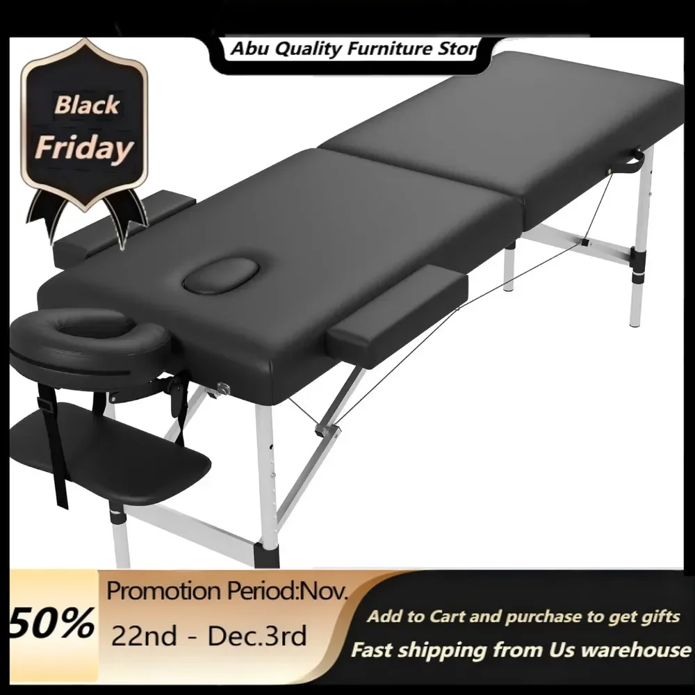 

Massage Bed, Massage Table Massage Bed, Portable 2 Section Foldable Tattoo Bed, Height Adjustable Spa Lash Bed With Face Cradle,