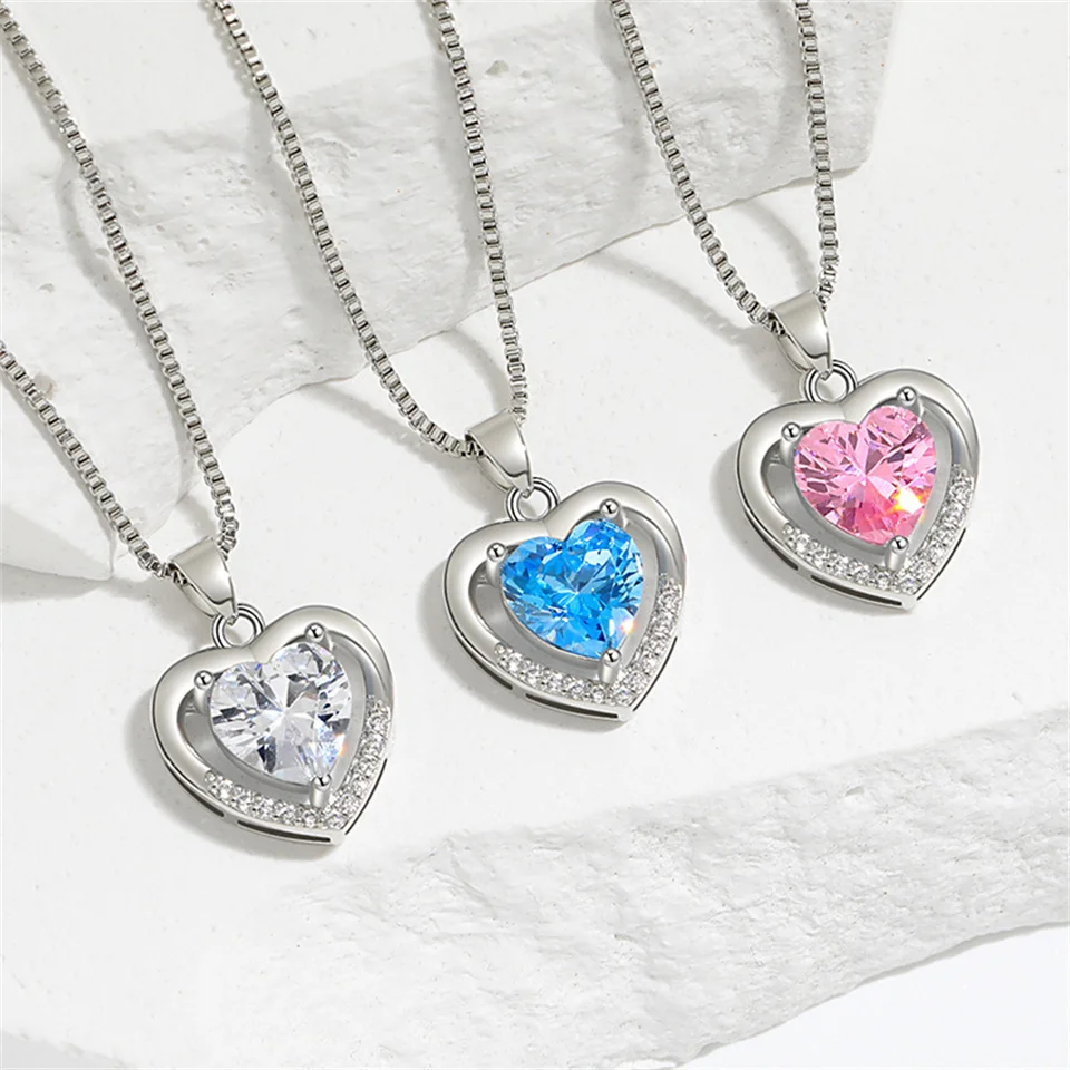 

Eternal Heart Pendant Clavicle Chain Stainless Steel Jewelry New Trend Hot Sale Ocean Heart Love Necklace For Women Jewelry Gift