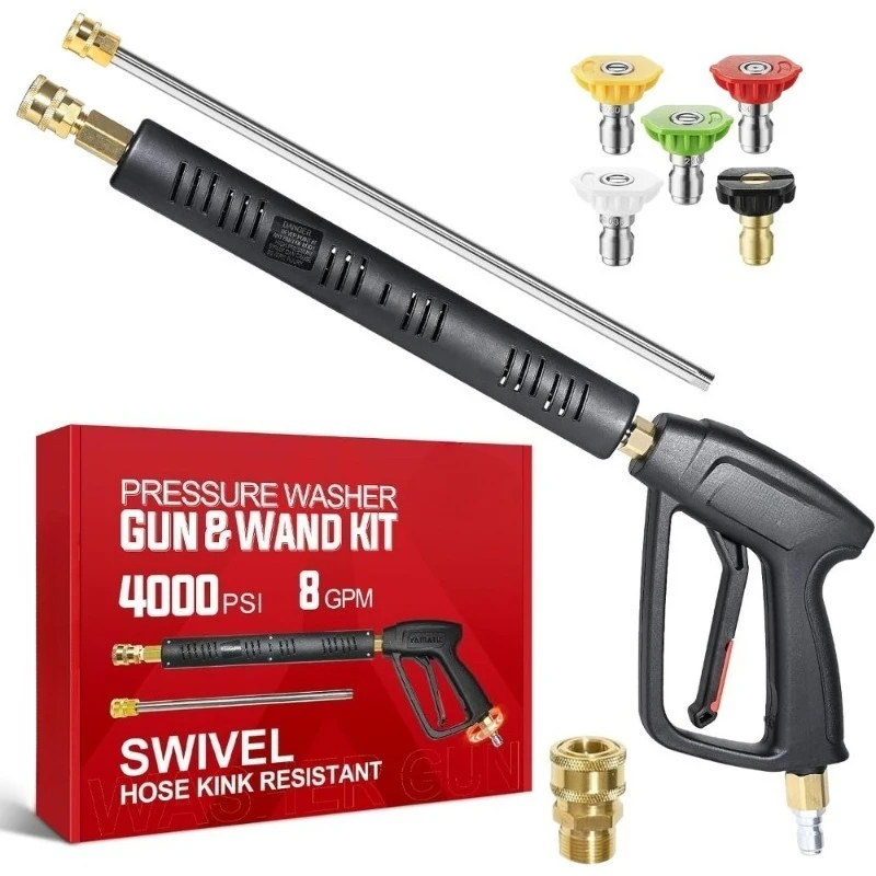 

Pressure Washer Gun Wand with Swivel 3 8 Plug and M22 Coupler Stainless Steel Extension Lance for Foam Cannon Car Wash 4000