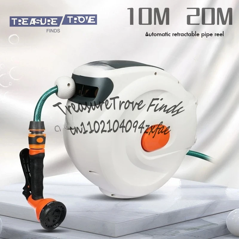 

Катушка для автоматического перемотки шланга 10/20 м/30 м с насадкой для шланга с 7 рисунками, катушка для водяного шланга, система медленного возврата для автомобиля и сада