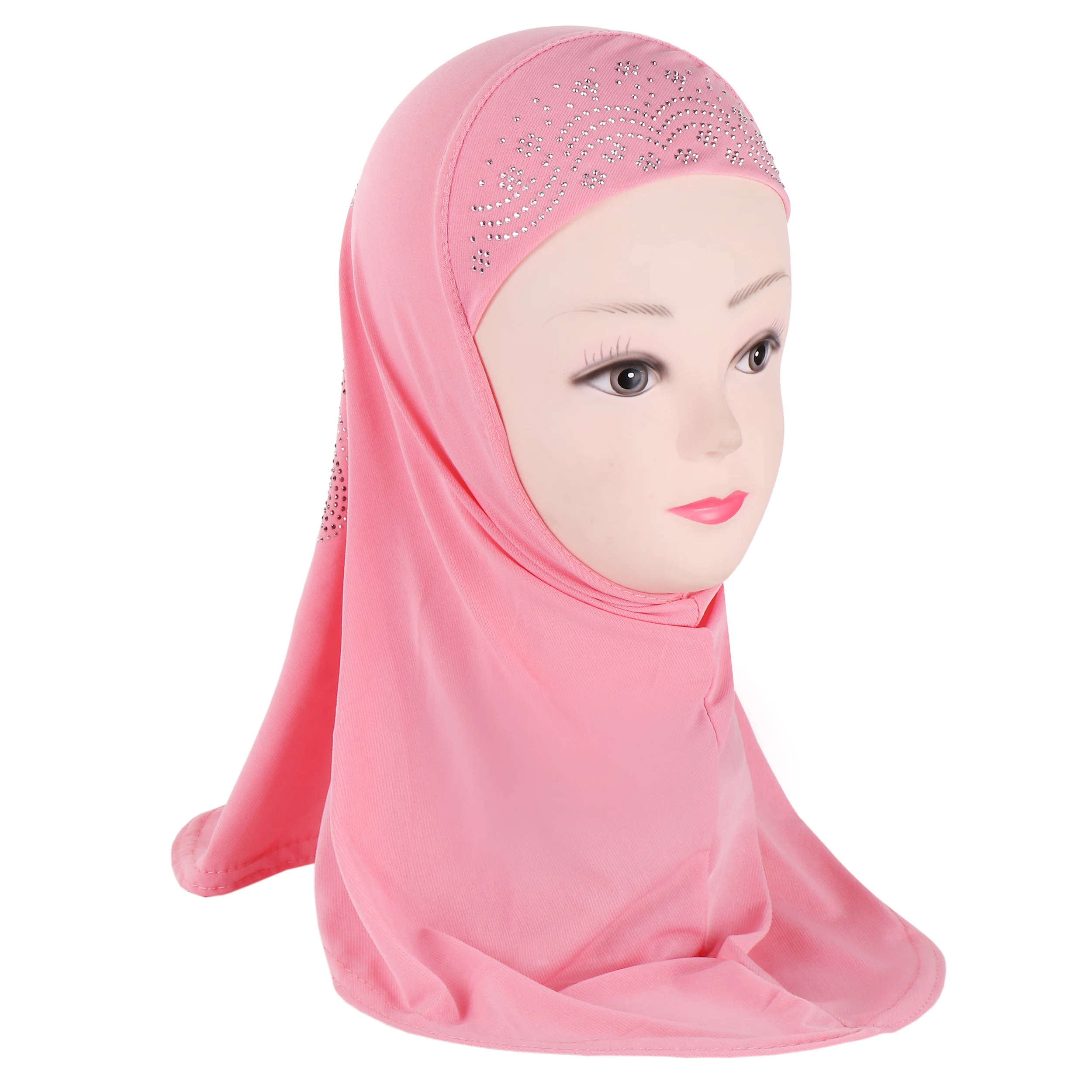 Beautiful Small Girl Hijab with Stones Cute Scarf Hats Women's Caps Can Fit 3-7 Years Old Girls Muslim Headscarf Islamic Hijab