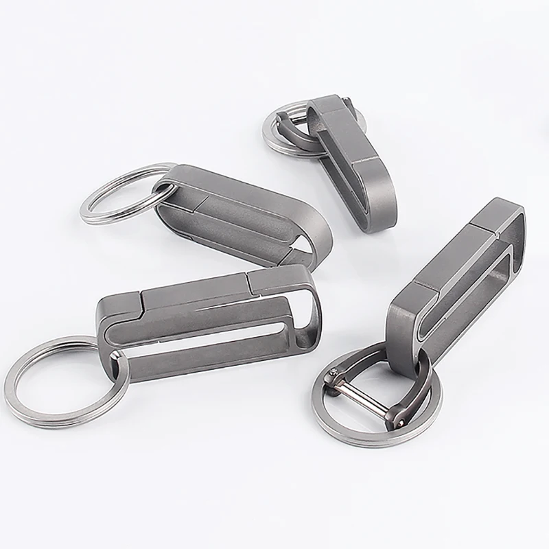 Real Titanium Keychain Belt Car Key Chain Durable Lightweight EDC Waist Hanging Key Ring Holder Luxury Best Gift For Dad Parents