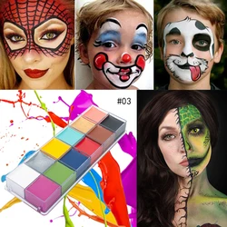 Face Body Oil Paint Palette 12 Colors Stage Special Effects Halloween Mardi Gras Makeup Body Art fancy Dress Tattoo painting