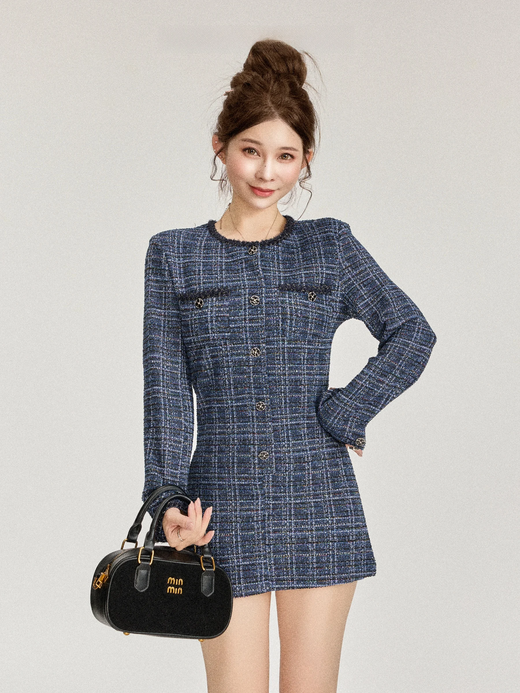 

Утягивающая клетчатая юбка Long Sve Dr Ele Ladylike с запахом для тела для женщин, осень-зима, новинка, с открытой талией H-Line