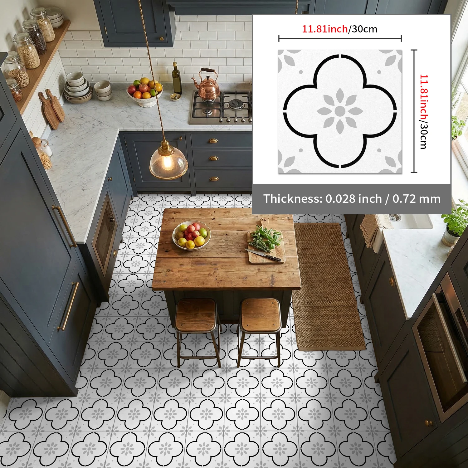 

Thick frosted matte waterproof self-adhesive tile sticker suitable for kitchen, bathroom, wall and floor decoration stickers