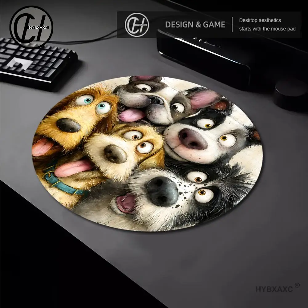 Cartoon Dog Selfie Gaming Mouse Pad Round Mouse Pad HYBXAXC Computer Keyboard Wireless Mouse Boy Girl Gift for Play games 22x22