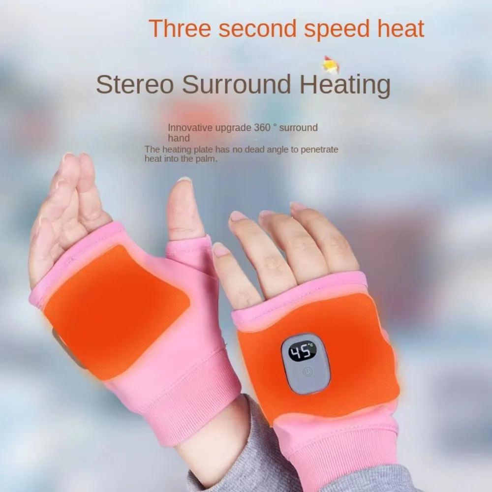 Gift Rechargeable Heating Gloves 3 Speed Adjustable Warm Electric Gloves Hand Warmer Fingerless Work Gloves