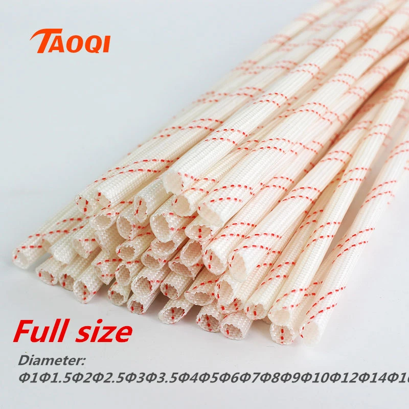 1M/Lot 6mm 7mm 8mm 9mm 10mm 12mm 14mm 16mm 600 Deg High Temperature Braided Soft Fiberglass Sleeving Fiber Glass Tube Tubing