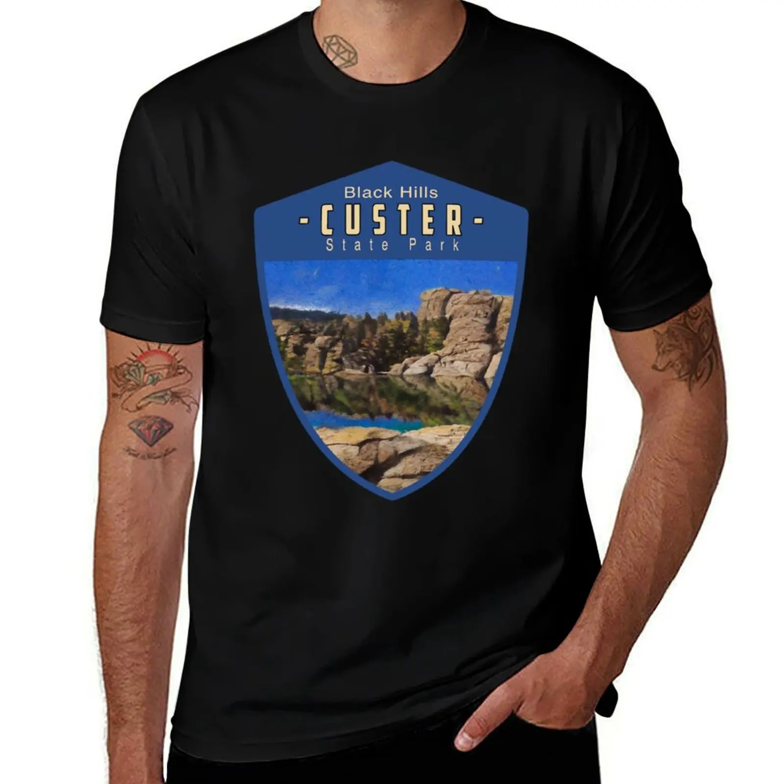 Hiking Trails Custer State Park Black Hills South Dakota T-Shirt Work Basic Short Sleeve Top