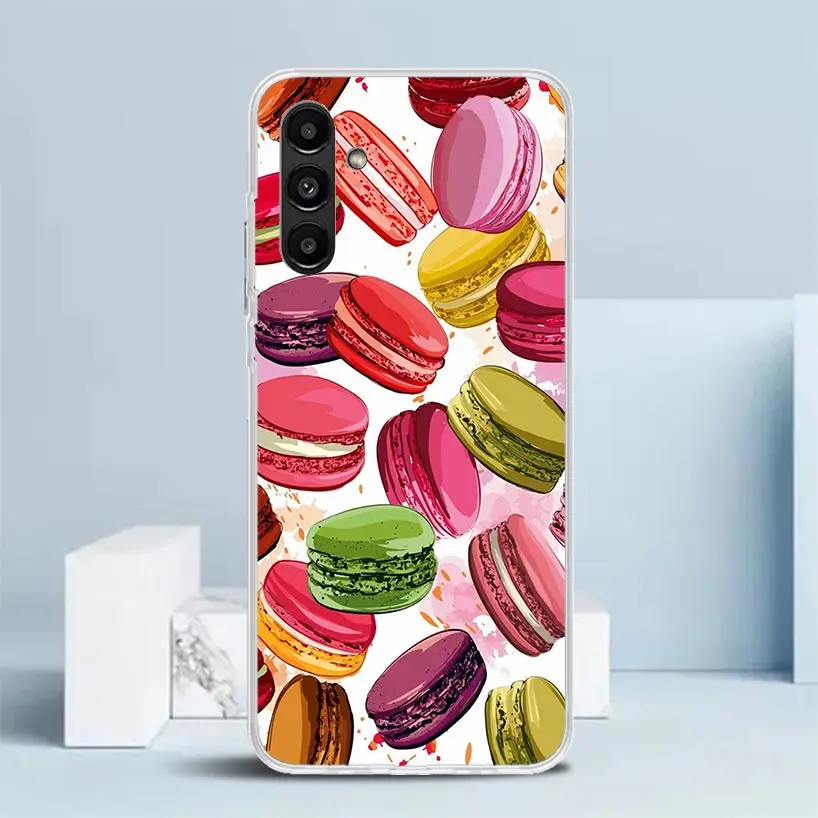 Macaron Ice Cream Cake Doughnut Phone Case For Samsung Galaxy A55 A54 A52 A53 A15 A14 A12 A13 A25 A24 A22 A23 A35 A34 A32 A33 A0