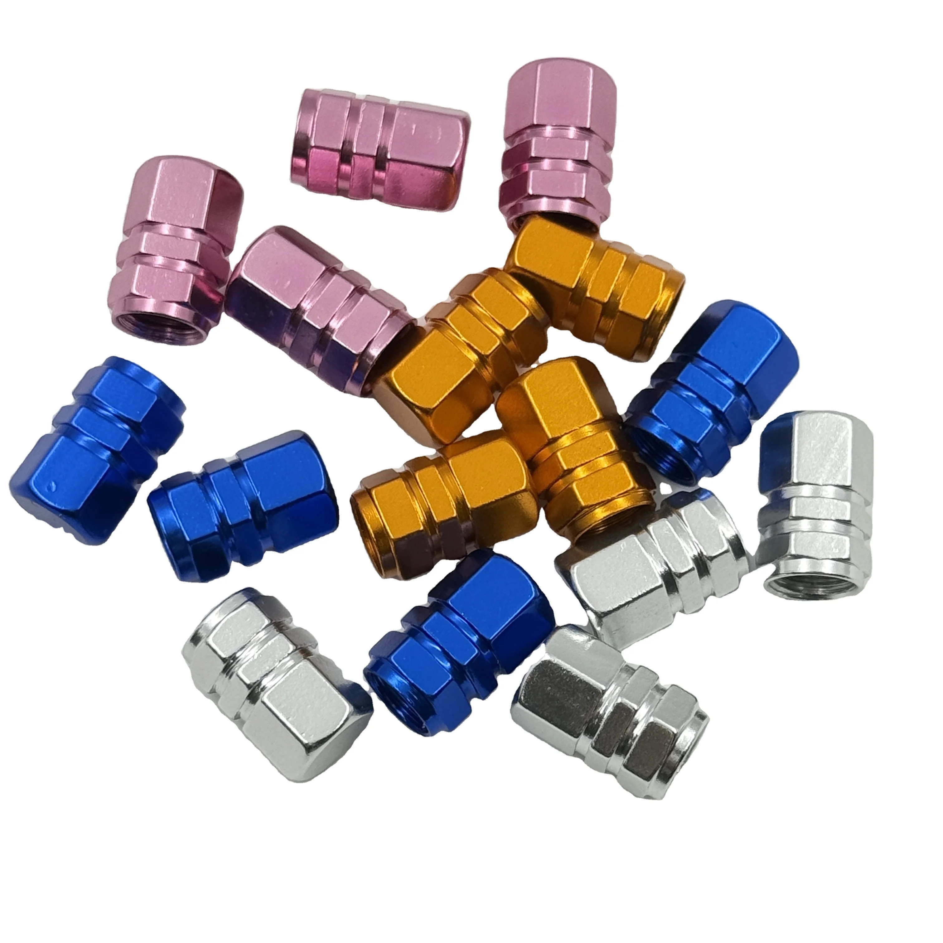 Universal Hexagon (4PCS)Car Tire Valve Stem Caps Aluminum CNC Machining Anodized Aluminum Oxide